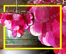 Colored Capiz chips design for capiz chandelier