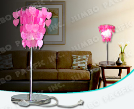 Heart Pink Colored Capiz Chips Capiz Table lamp shade